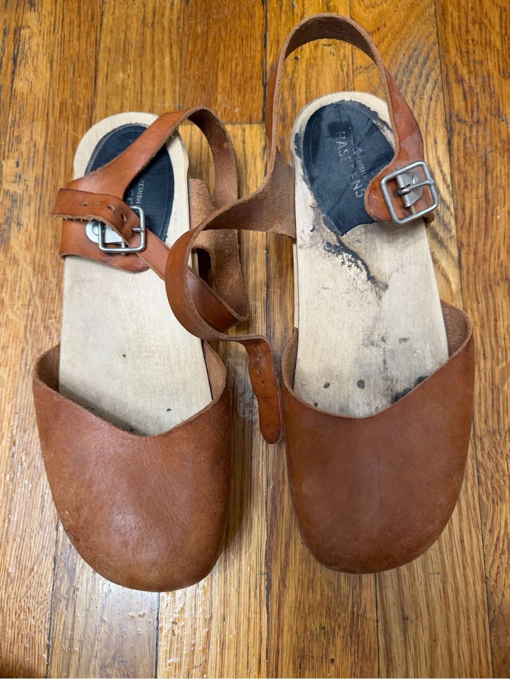 Swedish hasbeens Women's Brown Leather Slingback Flats